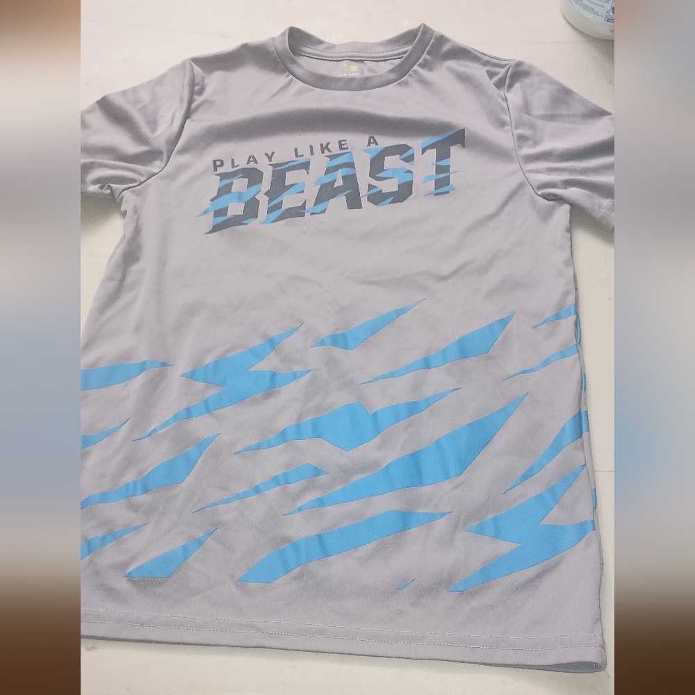 Gray and Blue Kids Short Sleeve Tee